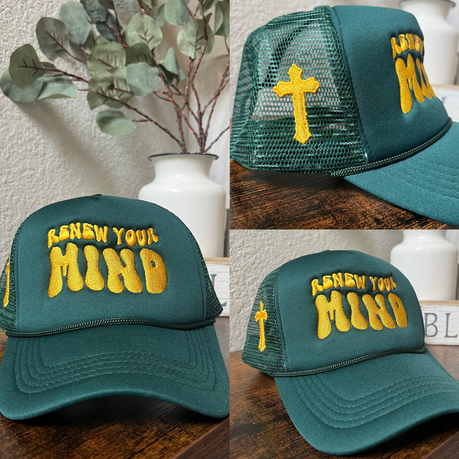Renew Your mind Trucker hat - Green/ yellow