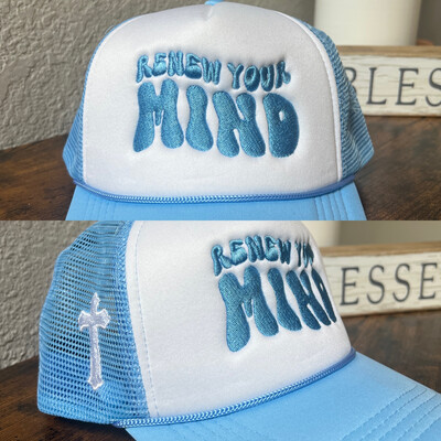 Renew Your Mind Trucker Hat - Baby Blue