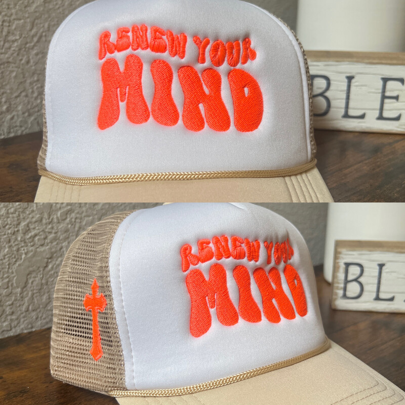 Renew Your Mind Trucker Hat - Tan/Orange