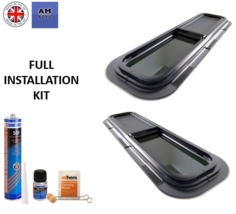 Universal Campervan Windows 780mm x 240mm (Complete Bonding Kit  x 2 Windows)