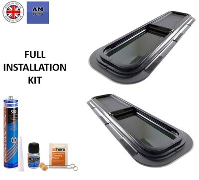 Universal Campervan Windows 780mm x 240mm (Complete Bonding Kit  x 2 Windows)