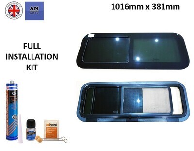 Universal Campervan Conversion Glass Sliding Window 1016mm x 381mm (x1 Window and Bonding kit)