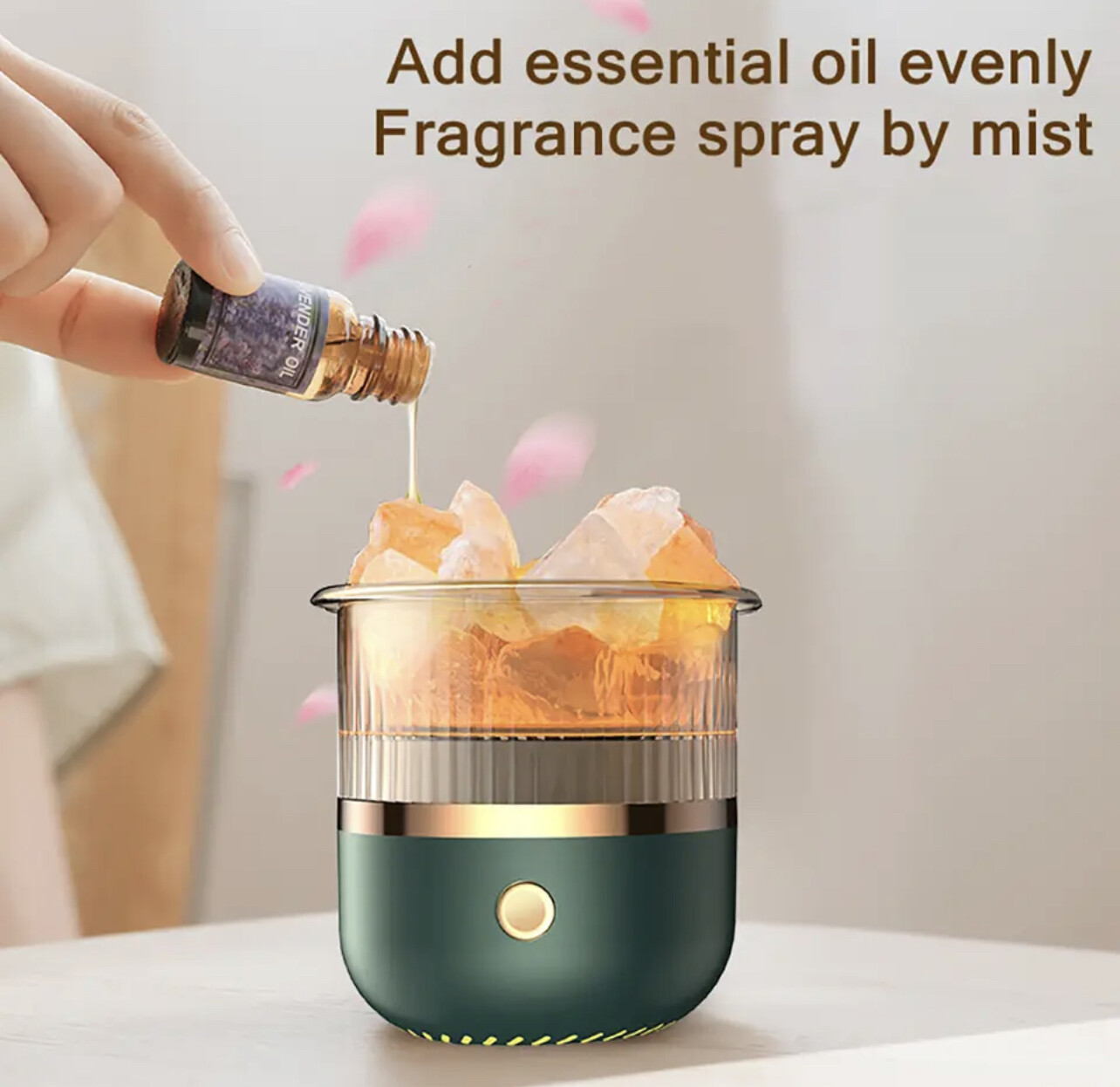 Mini Aromatherapy Machine Mute Salt Stone Essential Oil Aroma Diffuser Automatic Power-Off with LED Light for Home Office
