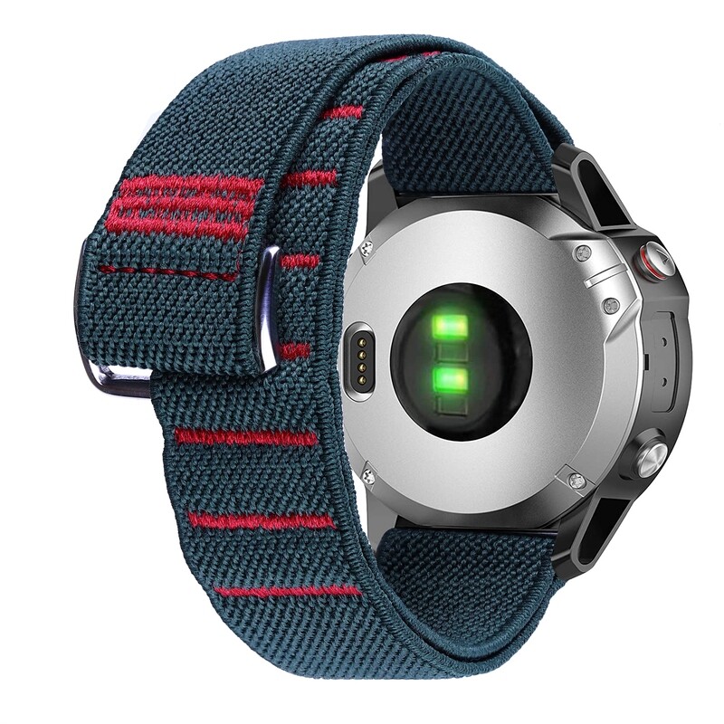 Elastic Band Compatible with GARMIN Vivoactive Forerunner Instinct Venu Approach Fenix Tactix Descent Enduro Marq Quatix Watch Stretchy G Hook and Loop Nylon Fitness Strap