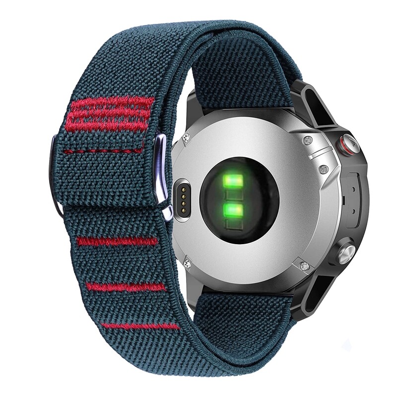 Elastic Band Compatible with GARMIN Vivoactive Forerunner Instinct Venu Approach Fenix Tactix Descent Enduro Marq Quatix Watch Stretchy G Hook and Loop Nylon Fitness Strap