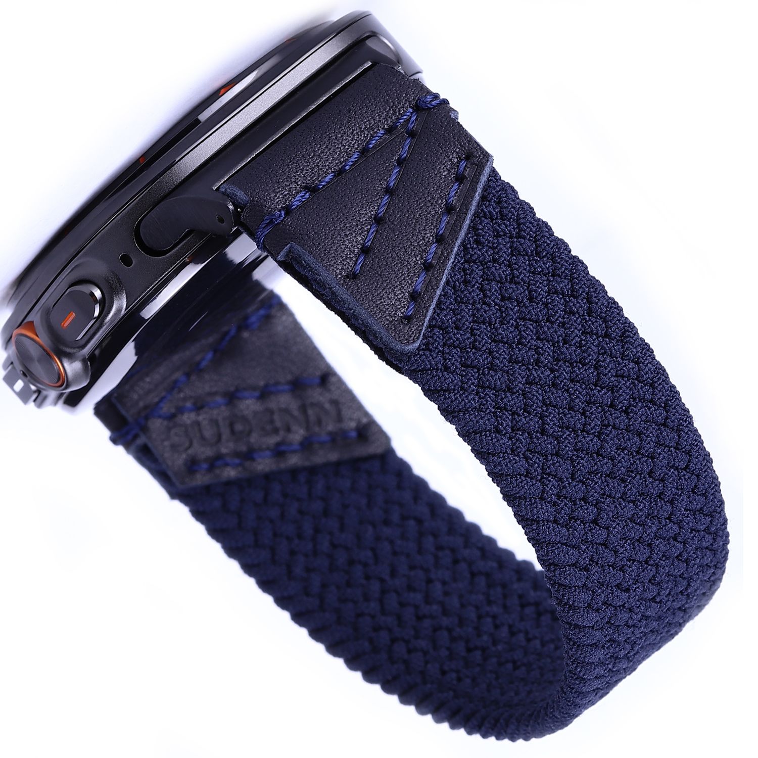 For SAMSUNG Watch Ultra 7 6 5 4 3 Active 2 Leather &amp; Braided Elastic Solo Loop Strap