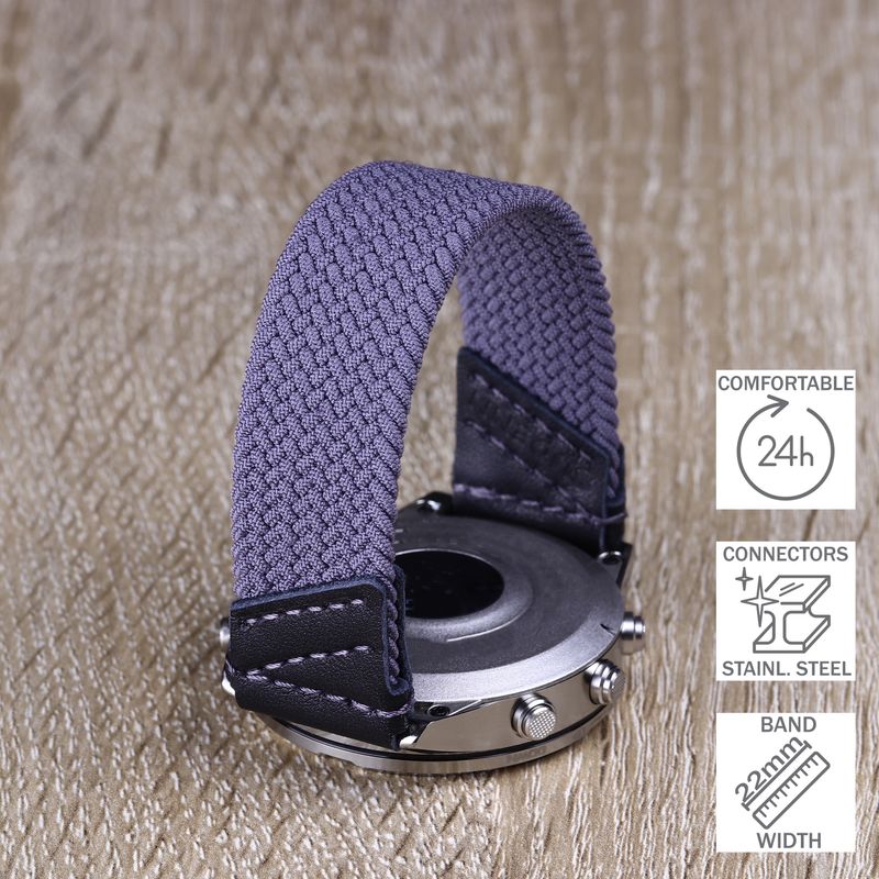 For GARMIN Watch Venu Forerunner Instinct Fenix Marq Quatix Approach Braided Solo Loop Band Elastic Leather and Nylon Strap