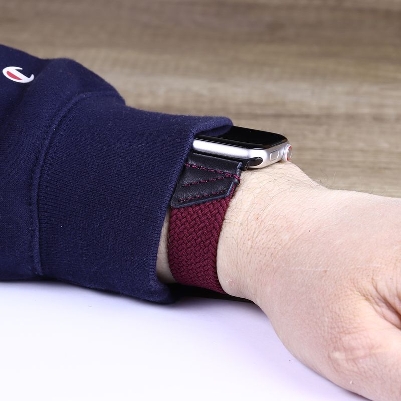 Leather &amp; Braided Elastic Band for Fitbit Versa 4 3 2 Sense 1 2 Charge 5 6 Solo Loop Sport Strap
