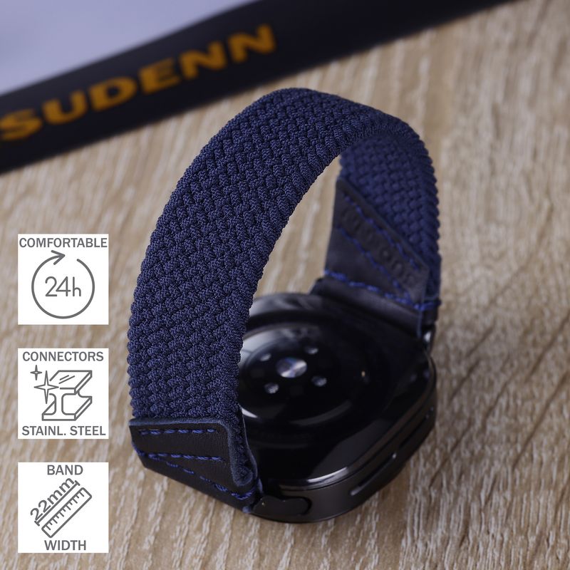 For SAMSUNG Watch Ultra 7 6 5 4 3 Active 2 Leather &amp; Braided Elastic Solo Loop Strap