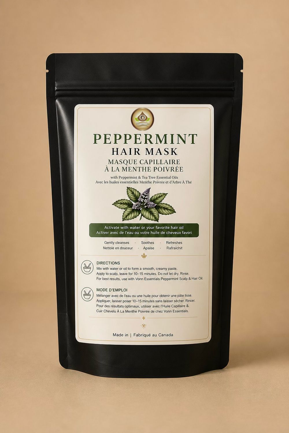 Peppermint Hair Mask| Masque Capillaire à la Menthe Poivrée