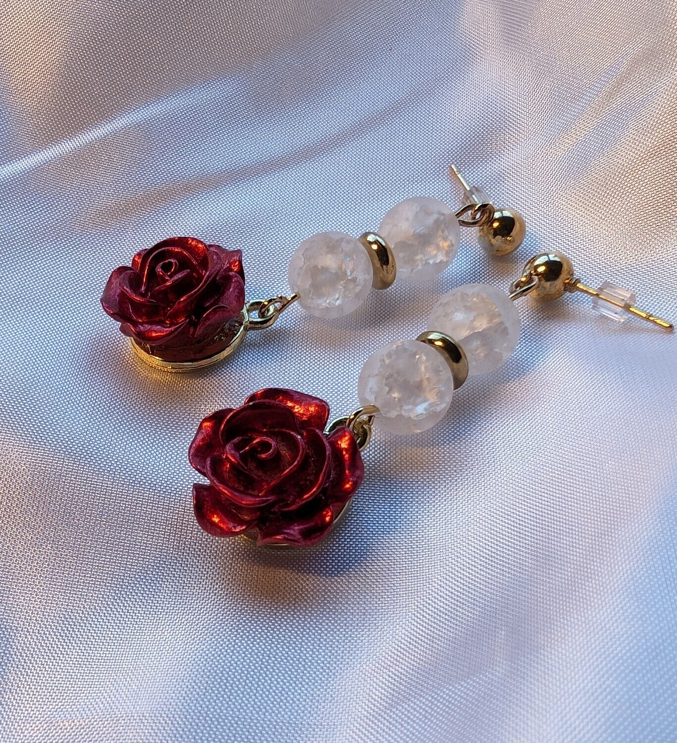 Red Rose Earrings