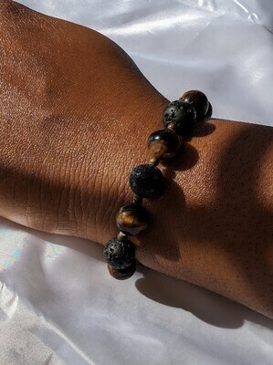 Tiger Eye and Lava Bracelet