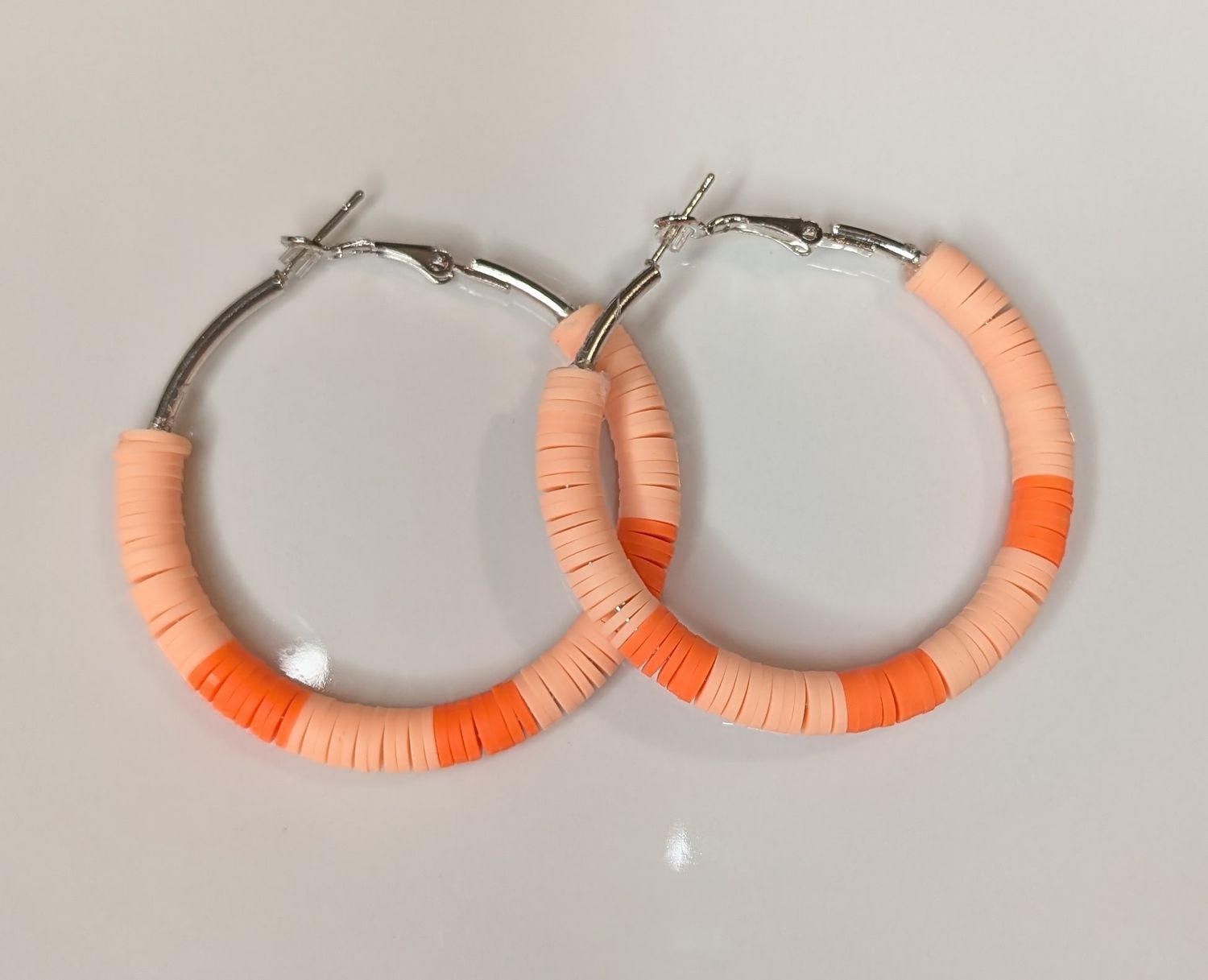 Peach and Orange Heishi Hoops