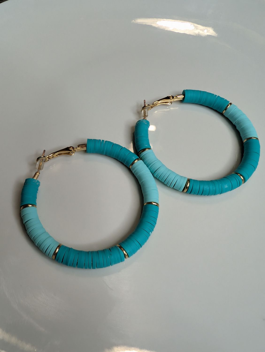 Turquoise Heishi Hoops