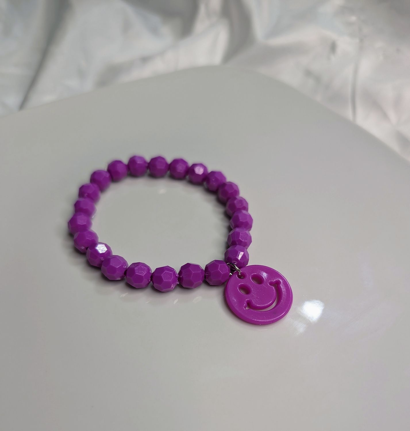 Purple-Fuchsia Smiley Face Bracelet