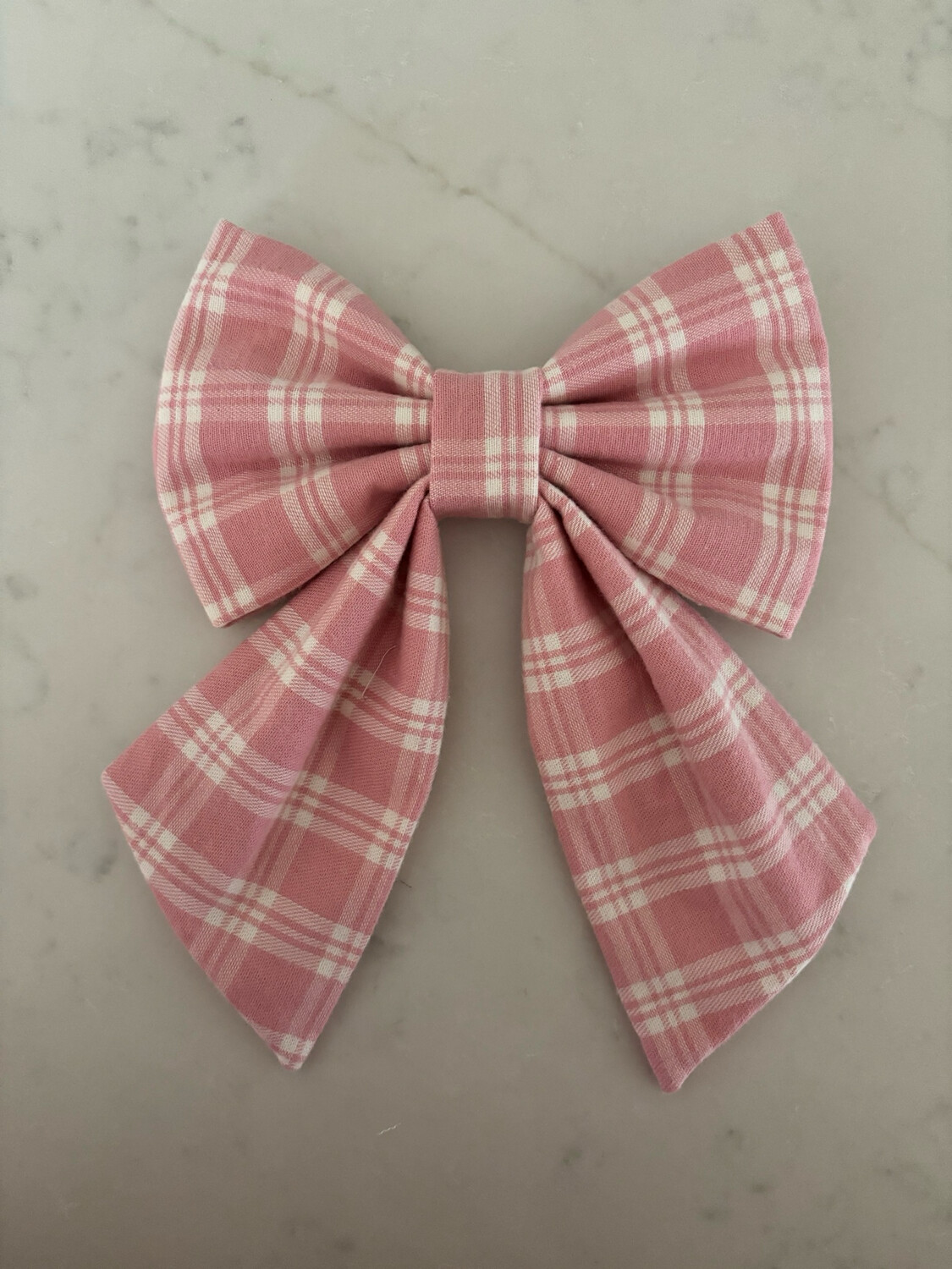 LARGE Pink Plaid Sailor Bow