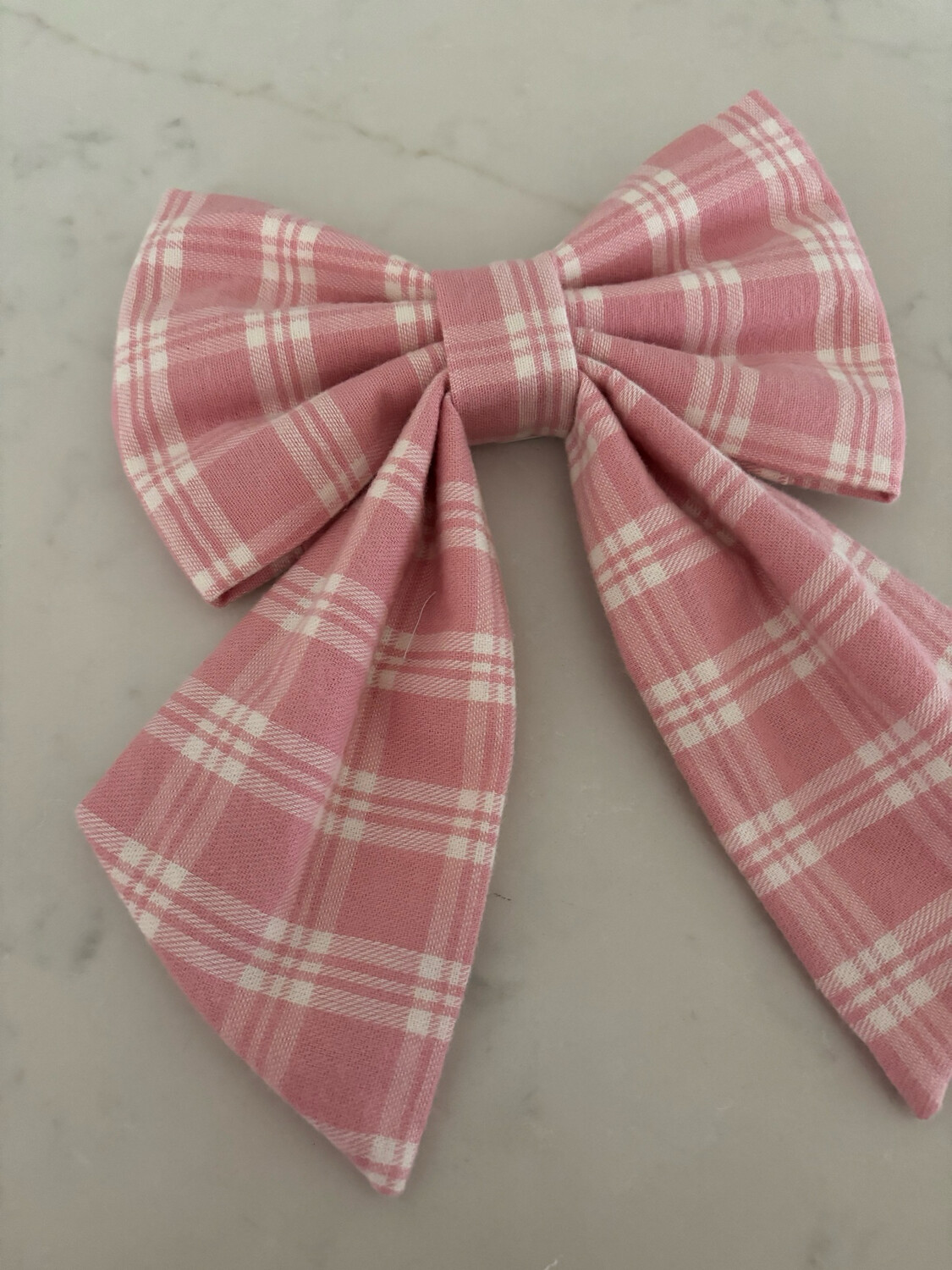MEDIUM Pink Plaid Sailor Bow