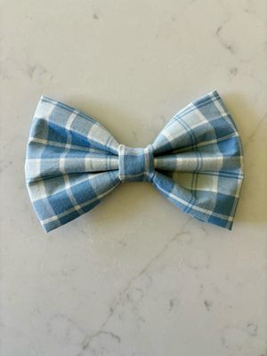 LARGE Blue Plaid Bow Tie with Matching Sailor Hair Bow