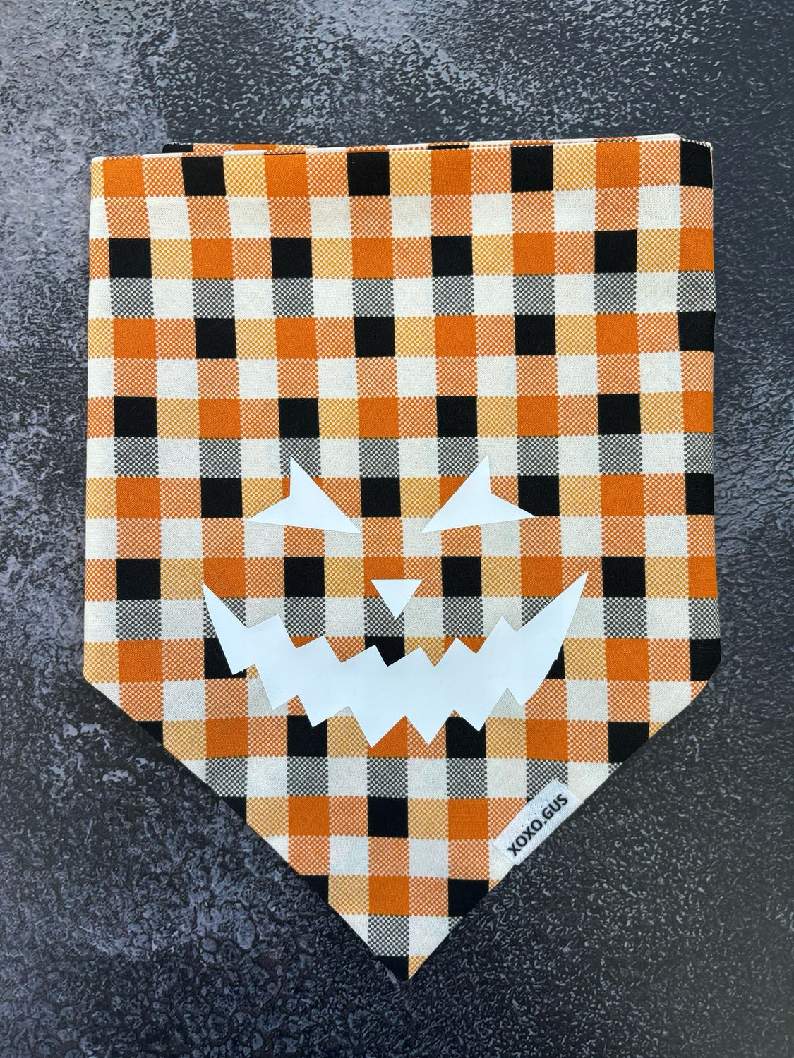 LARGE Checkered Jack O Lantern Bandana