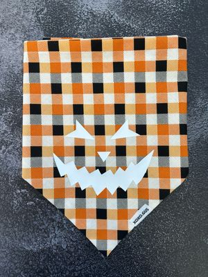 LARGE Checkered Jack O Lantern Bandana