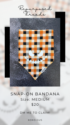 MEDIUM Checkered Jack O Lantern Bandana