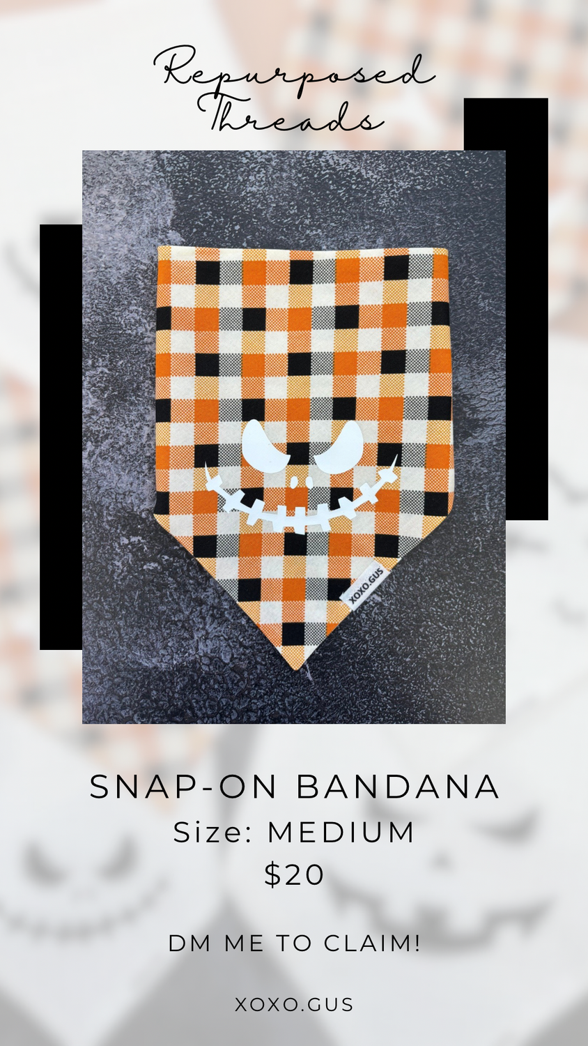 MEDIUM Checkered Jack O Lantern Bandana