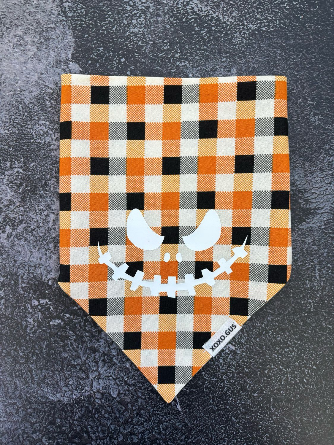 MEDIUM Checkered Jack O Lantern Bandana