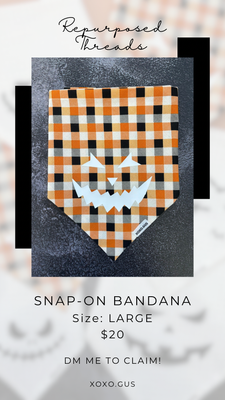 LARGE Checkered Jack O Lantern Bandana