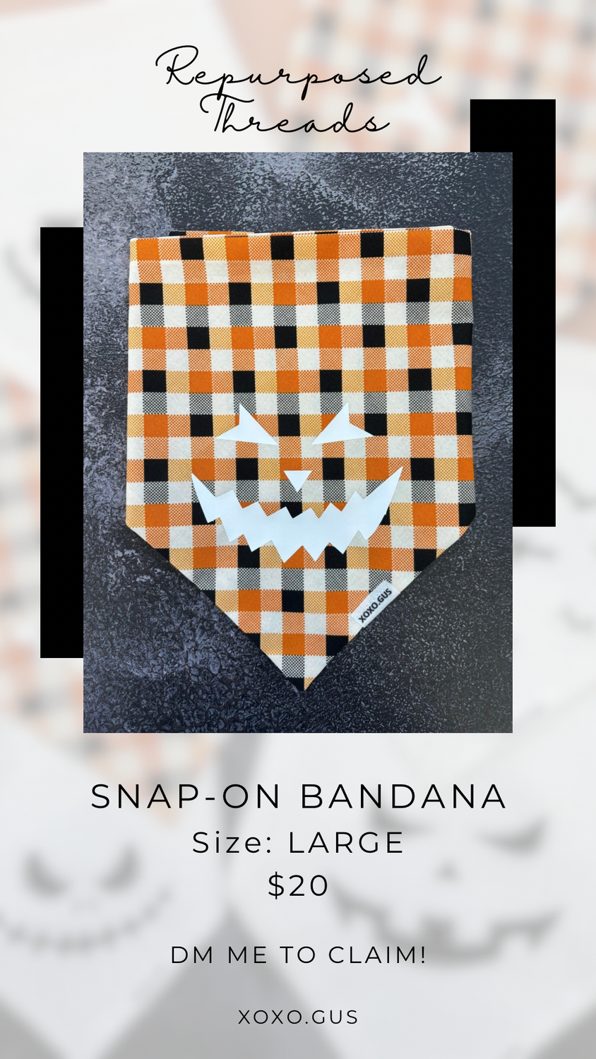 LARGE Checkered Jack O Lantern Bandana