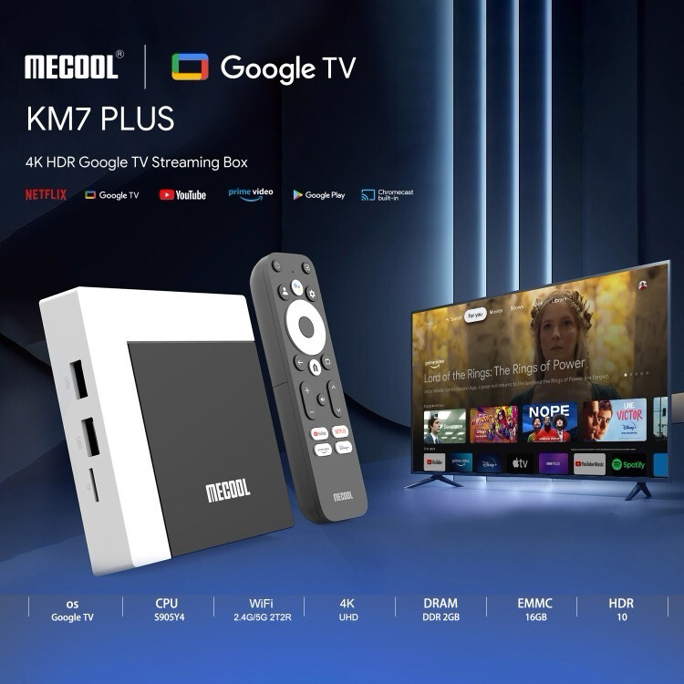 MECOOL KM7 Plus Android 10.0 Smart TV Set Top Box, Amlogic S905Y4 Quad Core, 2GB+16GB