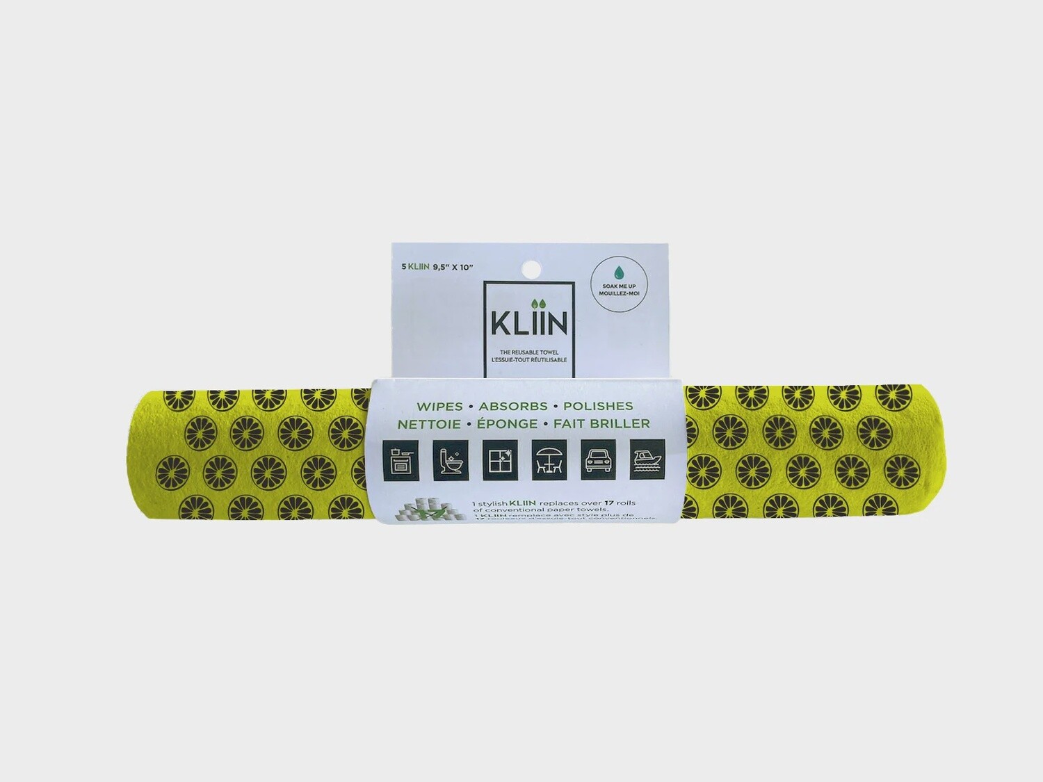 Kliin / Rouleau de 5 grands essuie-tout réutilisables