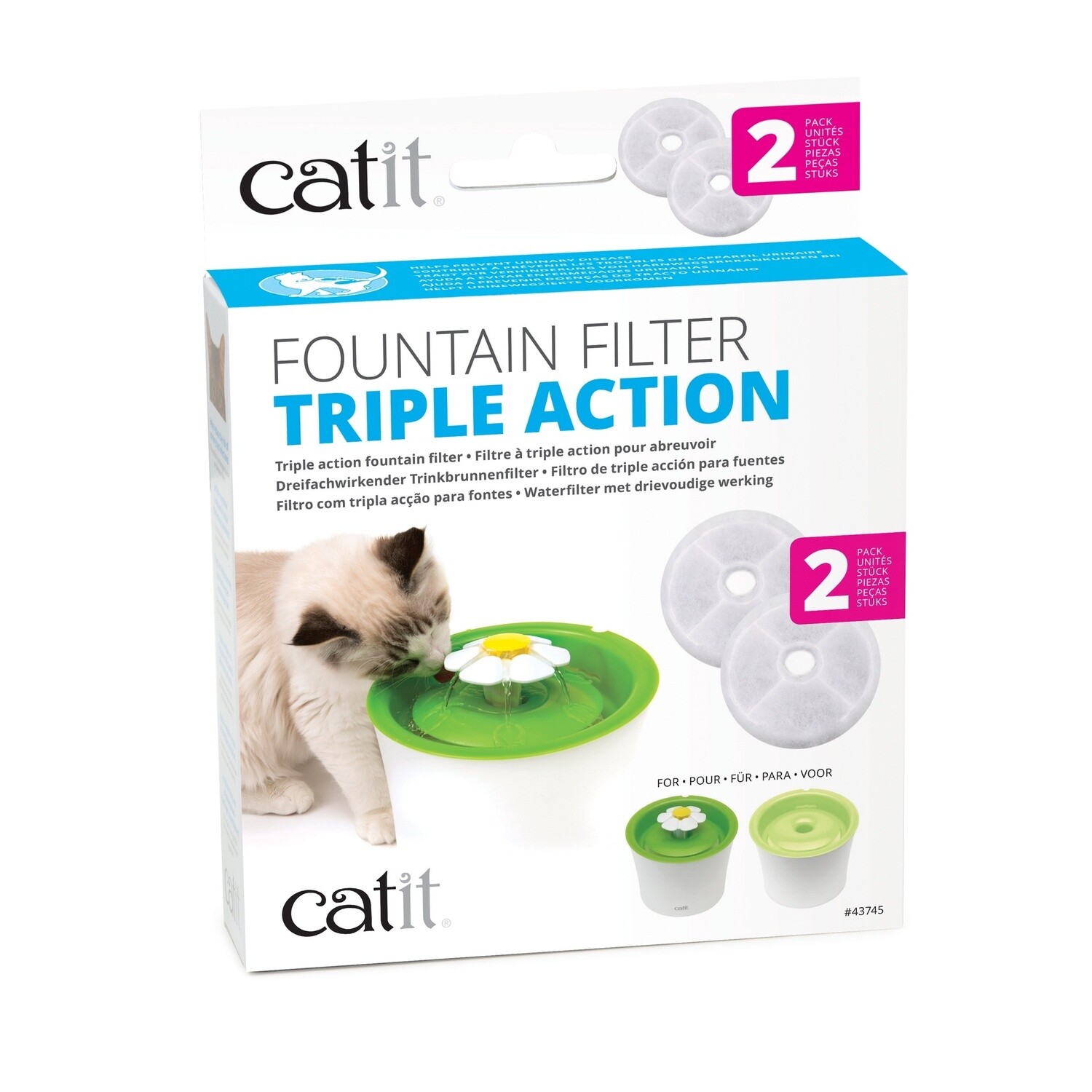 Catit 2.0 / Chat / filtres à triple action pour abreuvoir, Format: Paquet de 2