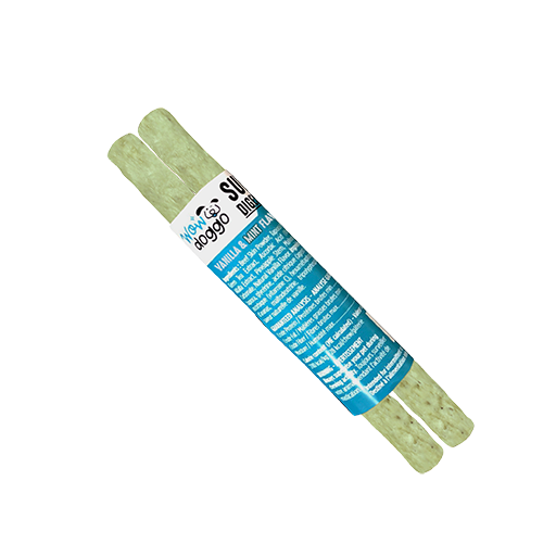 Wow Doggo / Chien / Tubes et chips / gâteries dentaires, Format: 5&quot; (2/pqt), saveur: Menthe/Vanille