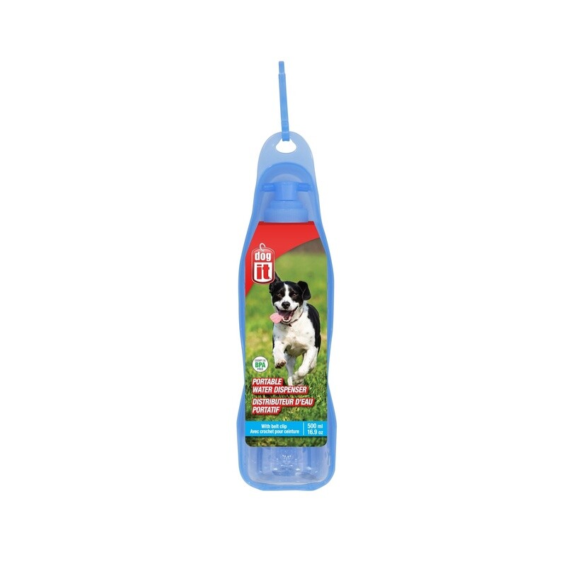Dogit / distributeur d&#39;eau portatif avec bouteille à eau de 500 ml (16.9oz)