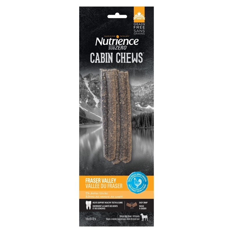 Nutrience Subzero Chien / Bâtons de ramure Cabin Chews / Vallée du Fraser, 110 g (3,9 oz) / paquet de 5