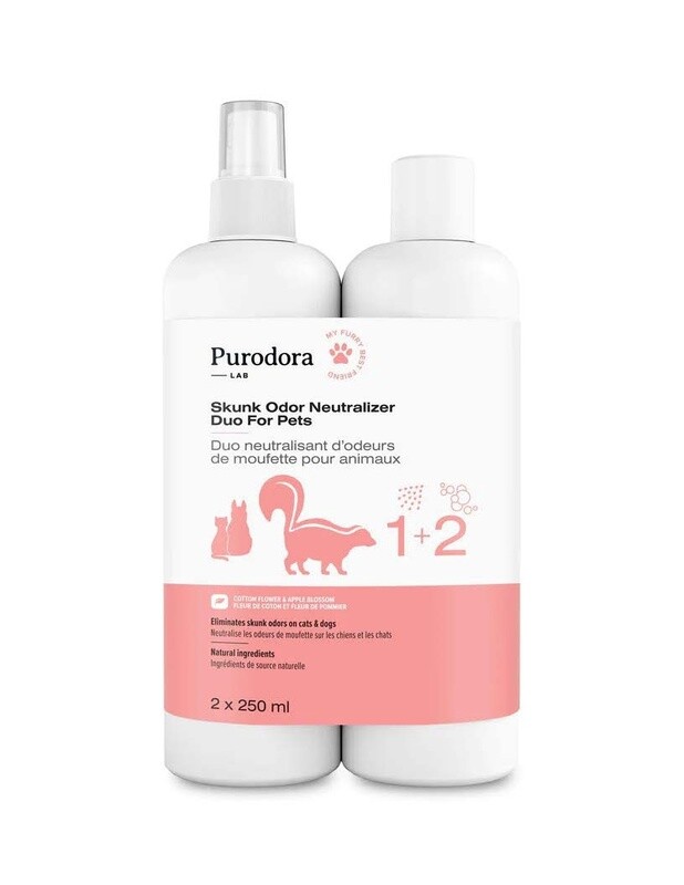 Purodora / Duo neutralisant d&#39;odeurs de moufette pour animaux