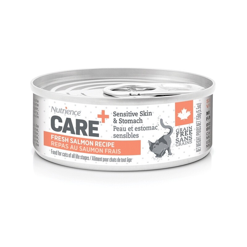 Pâté Nutrience Care Peau et estomac sensibles pour chats, repas au saumon frais, 156 g (5,5 oz)