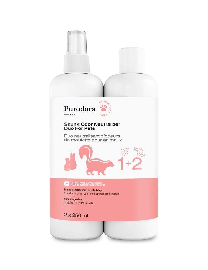 Purodora / Duo neutralisant d&#39;odeurs de moufette pour animaux, Format: 2 x 250 ml