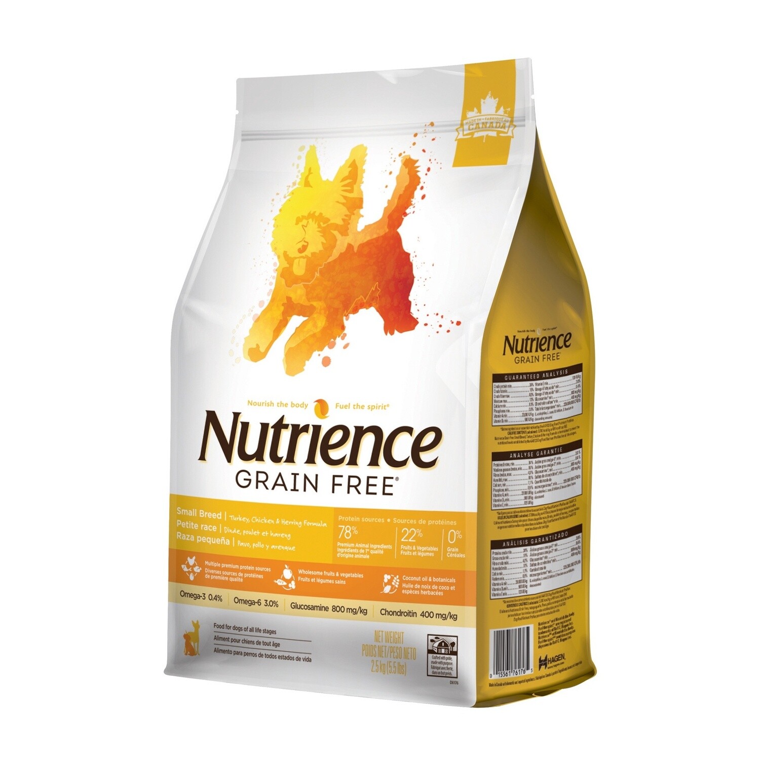 Nutrience Chien / Sans grains / Petite race / Dinde, poulet et hareng, Format: 2,5 kg (5,5 lb)