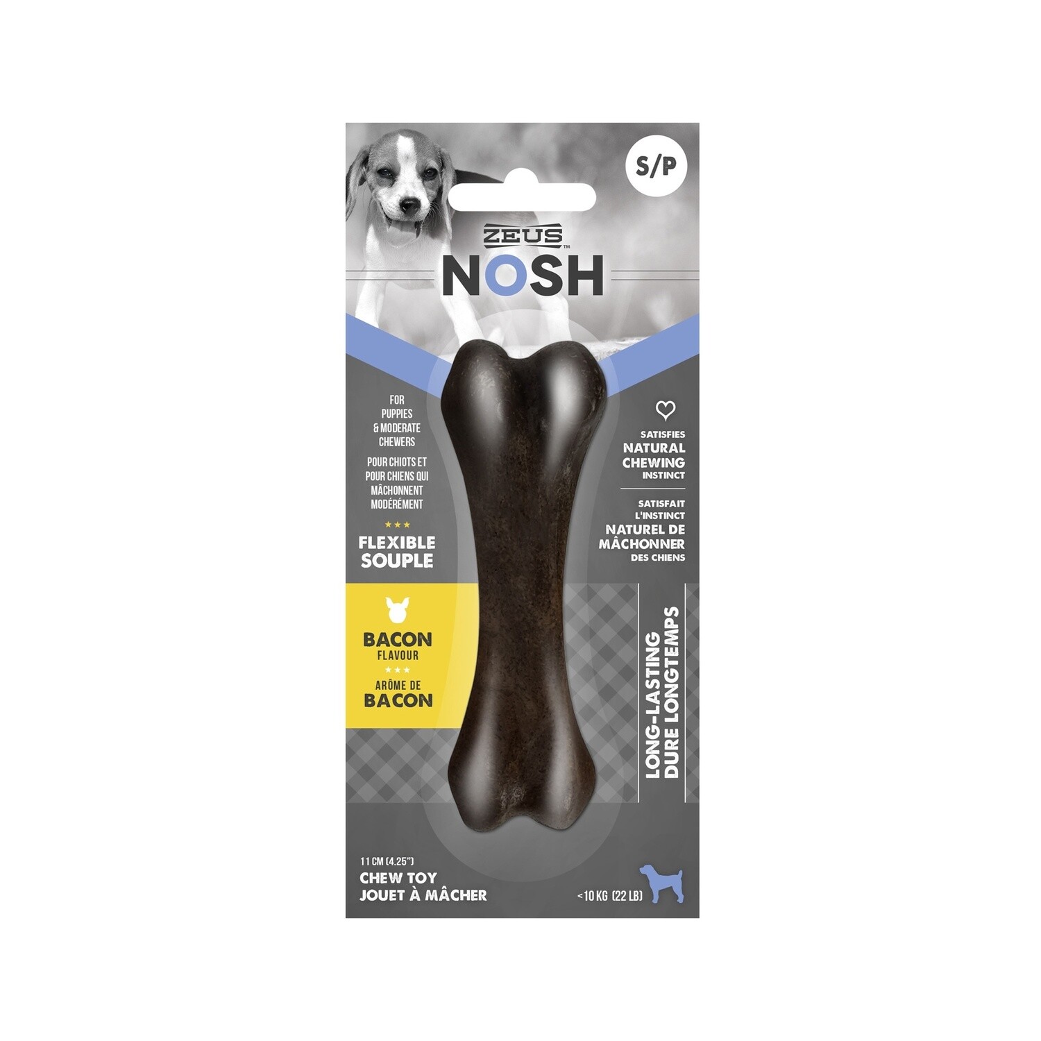 Zeus Nosh / Os à mâcher souple / arôme de bacon, Format: Petit
