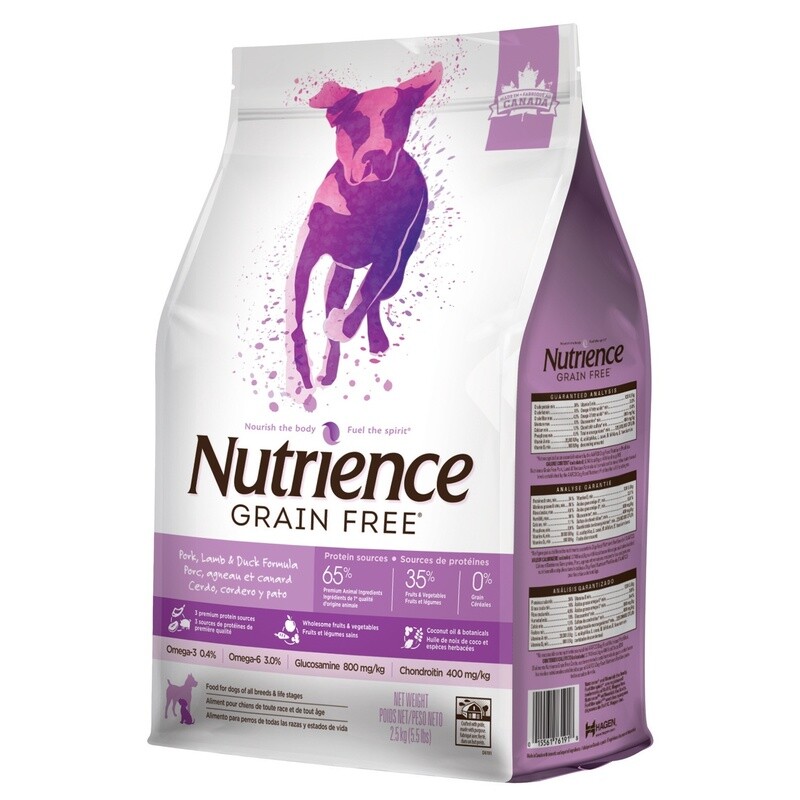 Nutrience Chien / Sans grains / Porc, agneau et canard