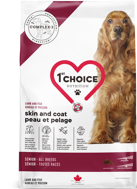 1st Choice Chien senior peau &amp; pelage agneau &amp; poisson, Format: 2 kg (4.4 lb)