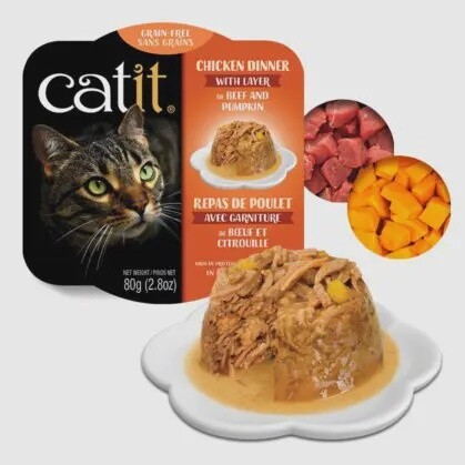 Catit / Chat / Repas de poulet / 80g (2.8 oz), saveur: Boeuf et citrouille
