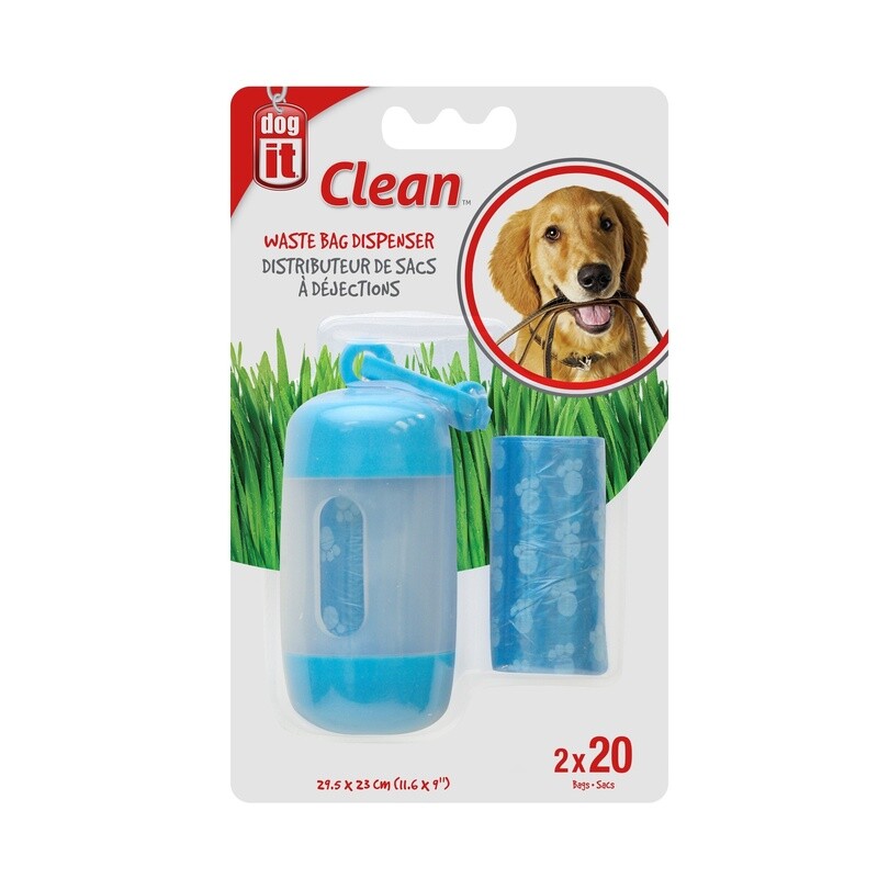 Dogit / distributeur de sacs à déjections avec 2 rouleaux de 20 sacs