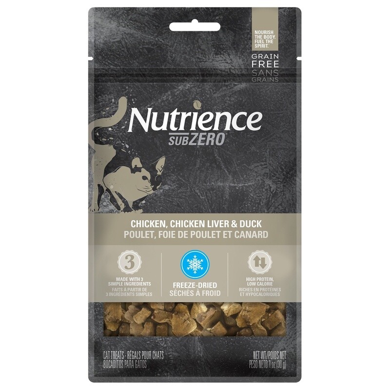 Nutrience Subzero / Chat / séchés à froid / Vallée du Fraser / poulet, foie de poulet et foie de canard / 30 g (1 oz)