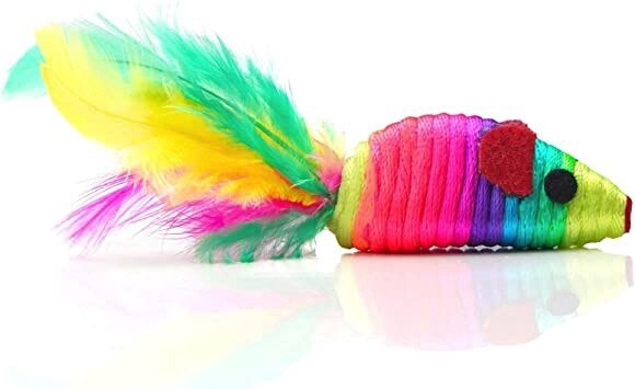 Chiwava / Chat / souris avec plumes arc-en-ciel / 3.9&quot;