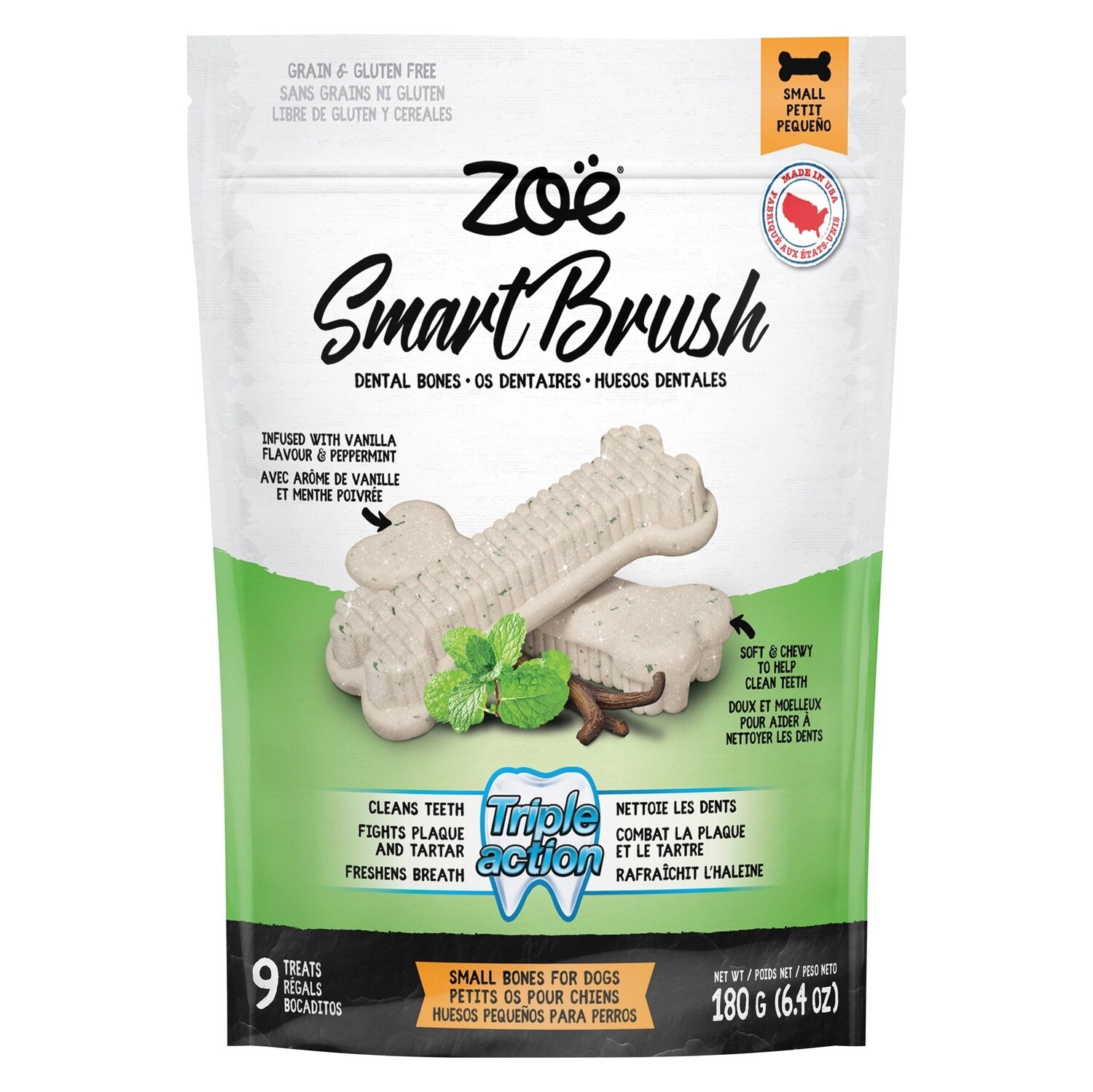 Zoë / Chien / petits os dentaires Smart Brush / paquet de 9 / 180 g (6,4 oz)