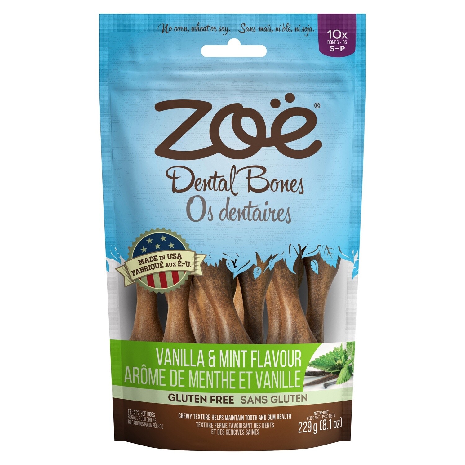 Zoë / Chien / Os dentaires / arôme de vanille et menthe, Format: Petits