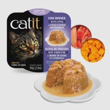 Catit / Chat / Repas de poisson / 80g (2.8 oz), saveur: Arôme de crabe et citrouille