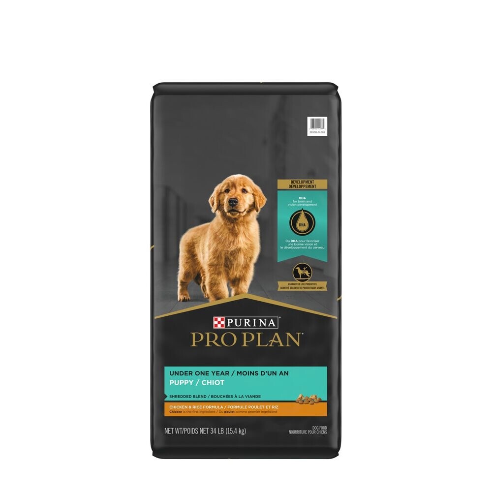 Pro Plan / Chiot / Développement / bouchées à la viande / poulet et riz, Format: 15.4 kg (34 lb)